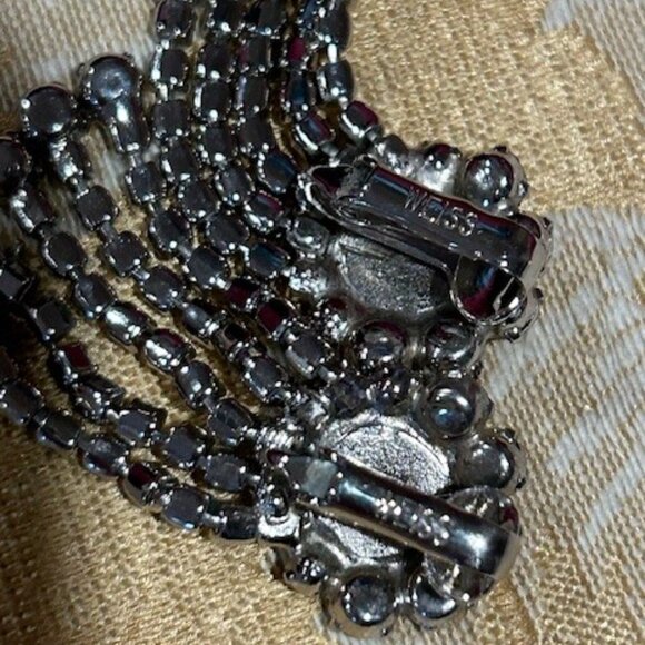 ALBERT WEISS Clear Rhinestone Dangling Black Tie Wedding EARRINGS - Picture 10 of 10